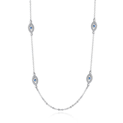 925 Sterling Silver Blue Zirconia Evil Eye Necklace